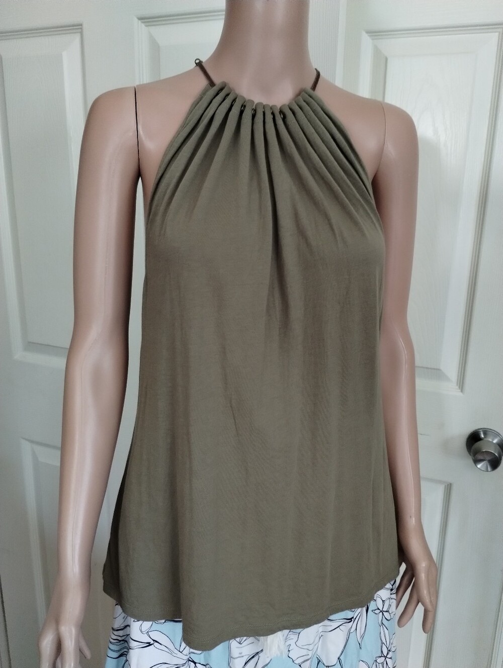 Ralph Lauren Olive Green Gathered Halter Top XL